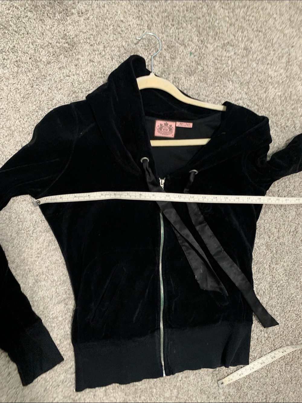 Juicy Couture Velvet Zip-Up Hoodie Jacket in Black - Picture 8 of 9